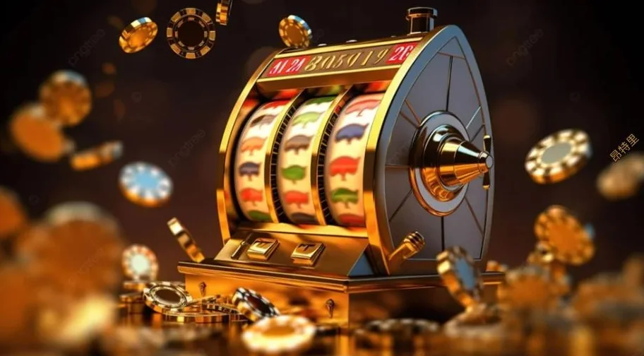 Reel slot digital dengan simbol bonus pada layar permainan